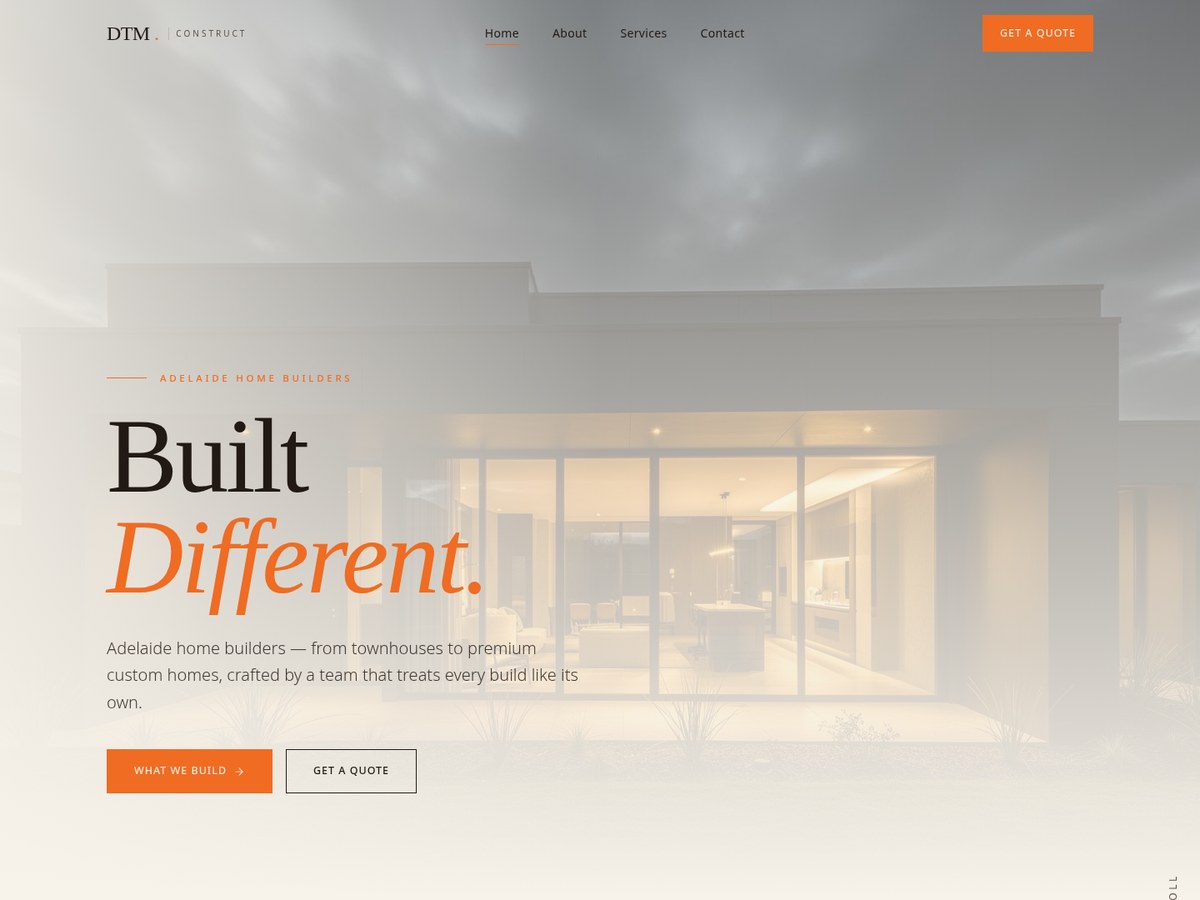 Home page design for an Adelaide residential construction company