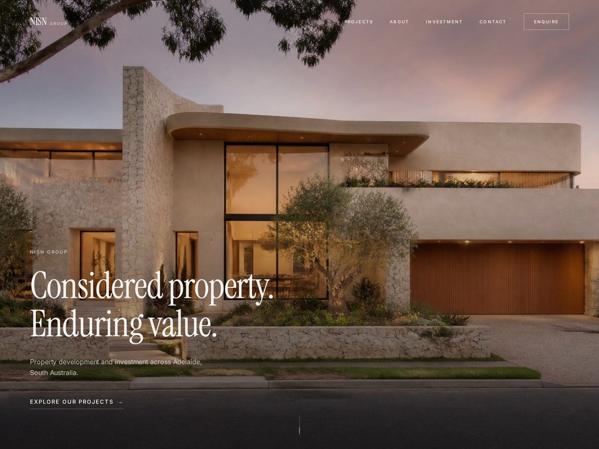 Home page design for a property development and investment group